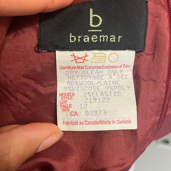 Vintage Braemar Red Wool Suit Jacket & Skirt Size M/L - Picture 8 of 9